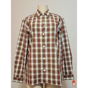 PAUL STUART LADIES PLAID LONG SLEEVE SHIRT 100% COTTON MADE IN ITALY SIZE S #957